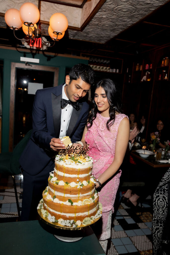 Bride and groom celebrating their Indian elopement with candid portraits at iconic locations throughout Manhattan and Brooklyn.
