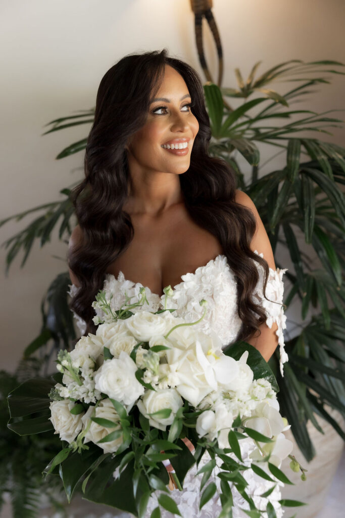 Romantic portraits from a Casa De Campo wedding in the Dominican Republic surrounded by lush tropical scenery.
