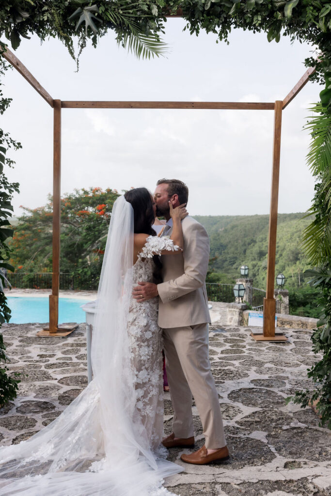 Romantic portraits from a Casa De Campo wedding in the Dominican Republic surrounded by lush tropical scenery.